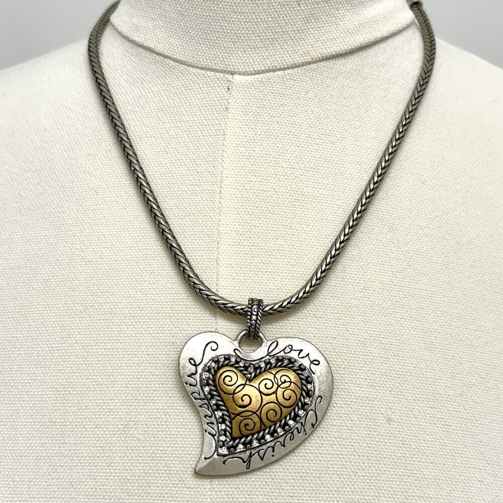 Vintage Chico’s Y2K Heart Pendant Silver Gold Tone Necklace